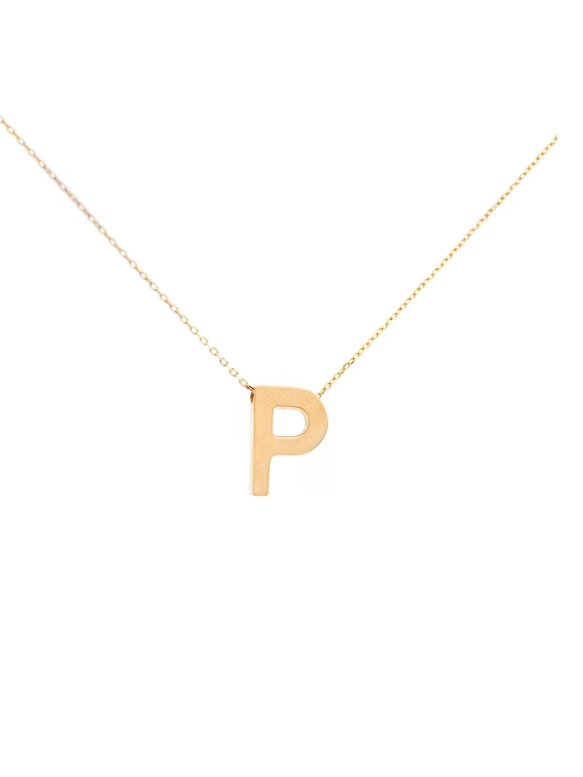 14K Gold Letter P Initial Pendant Necklace