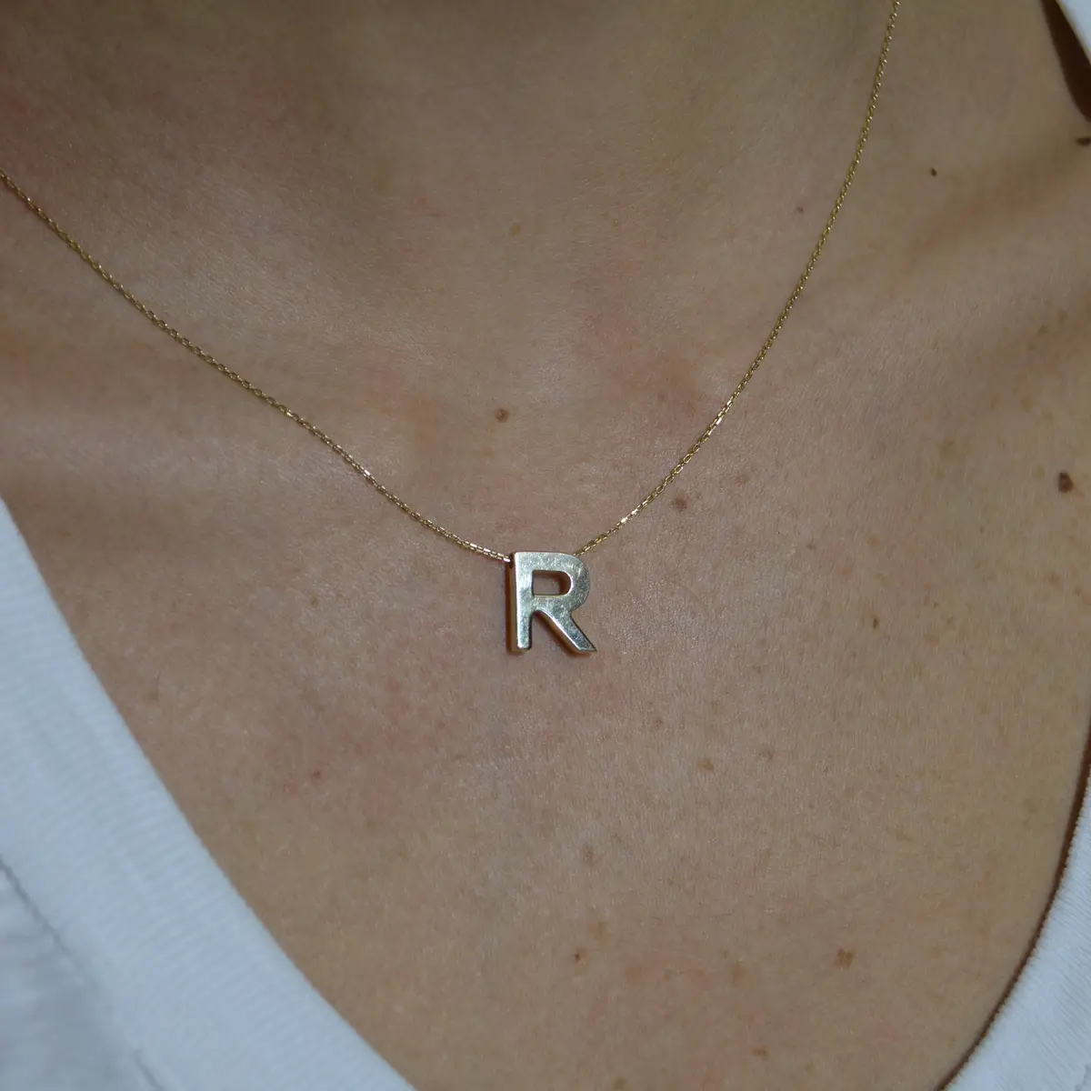 Wish Fine Jewelry 14K Gold Letter R Initial Pendant Necklace | Thumbnail 2 Wish Fine Jewelry 14K Gold Letter R Initial Pendant Necklace | Thumbnail 2