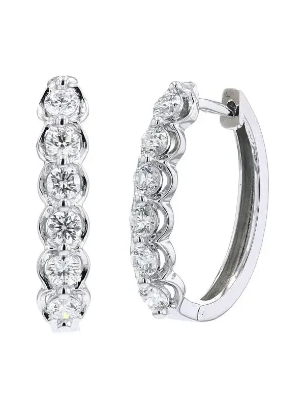14K WG 1 CTW HOOPS Earrings 14K WG 1 CTW HOOPS Earrings