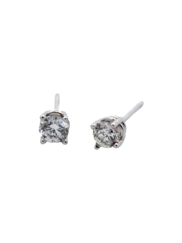 14K WG 1.00 CTW RBC 4-PRONG FRICTION BACK Earrings