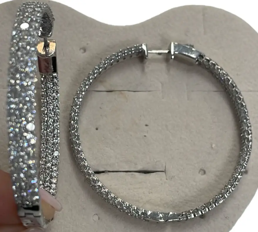 Wish Fine Jewelry 14K WG 10.01 CTW DIA Hoops | Thumbnail 2 Wish Fine Jewelry 14K WG 10.01 CTW DIA Hoops | Thumbnail 2