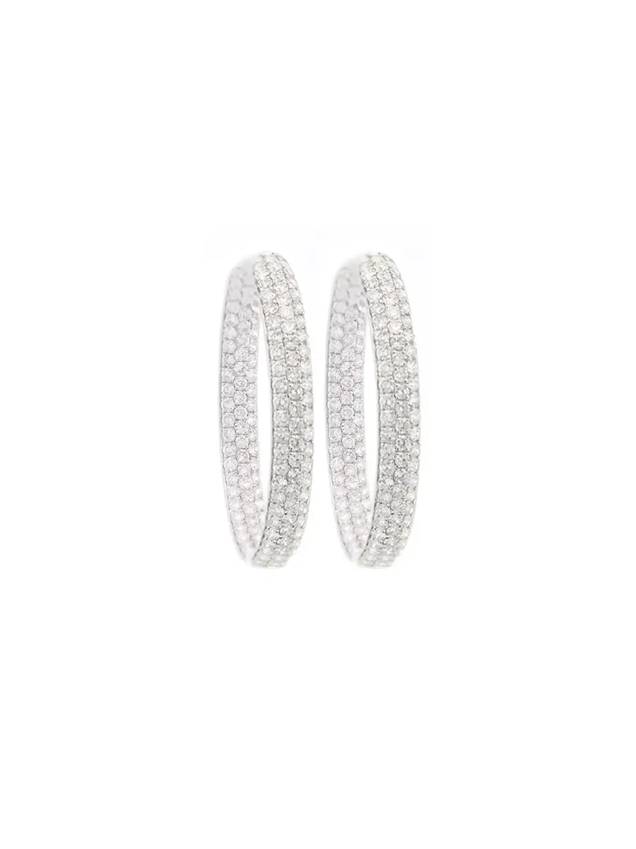 Wish Fine Jewelry 14K WG 10.01 CTW DIA Hoops | Image 1 Wish Fine Jewelry 14K WG 10.01 CTW DIA Hoops | Image 1