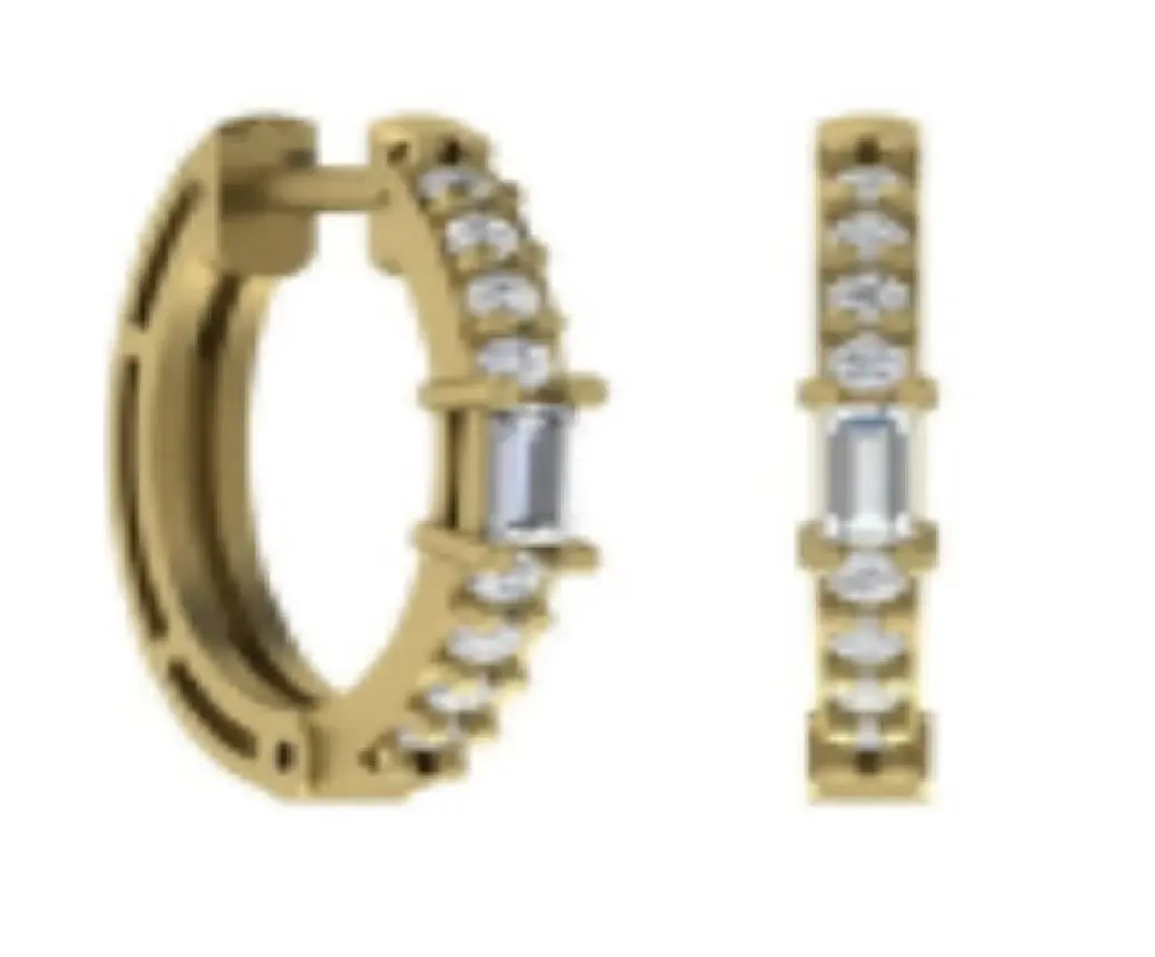 Wish Fine Jewelry 14K YELLOW GOLD DIAMOND HOOPS | Thumbnail 2