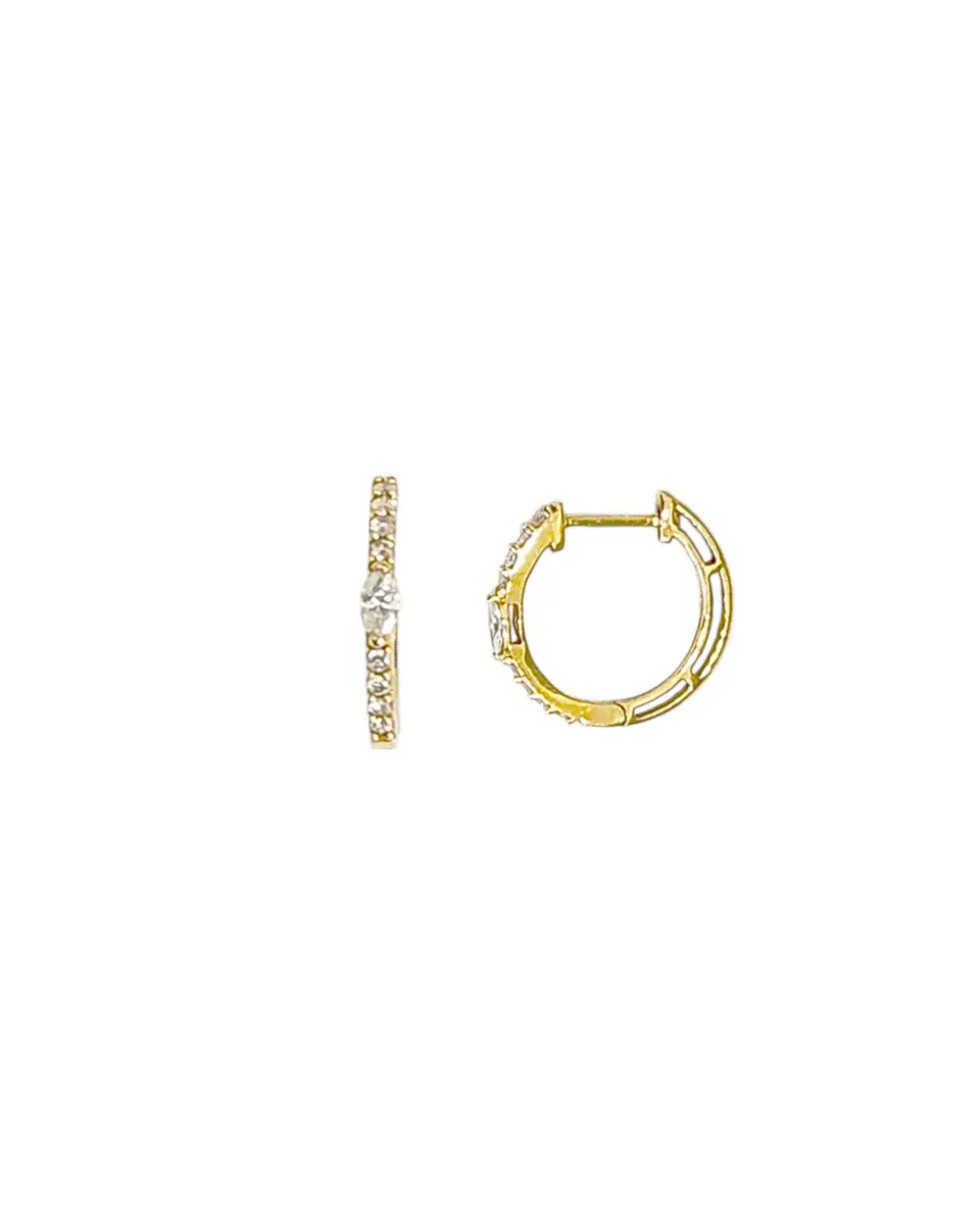 Wish Fine Jewelry 14K YELLOW GOLD DIAMOND HOOPS | Image 1 Wish Fine Jewelry 14K YELLOW GOLD DIAMOND HOOPS | Image 1