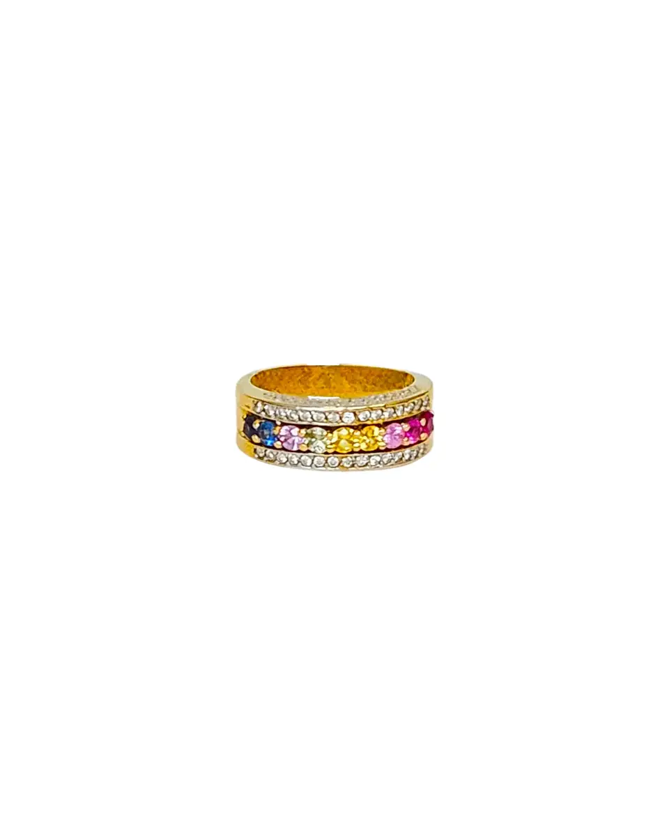 Wish Fine Jewelry 14K YG .30CT DIA MULTI COLOR SAPH | Image 1 Wish Fine Jewelry 14K YG .30CT DIA MULTI COLOR SAPH | Image 1
