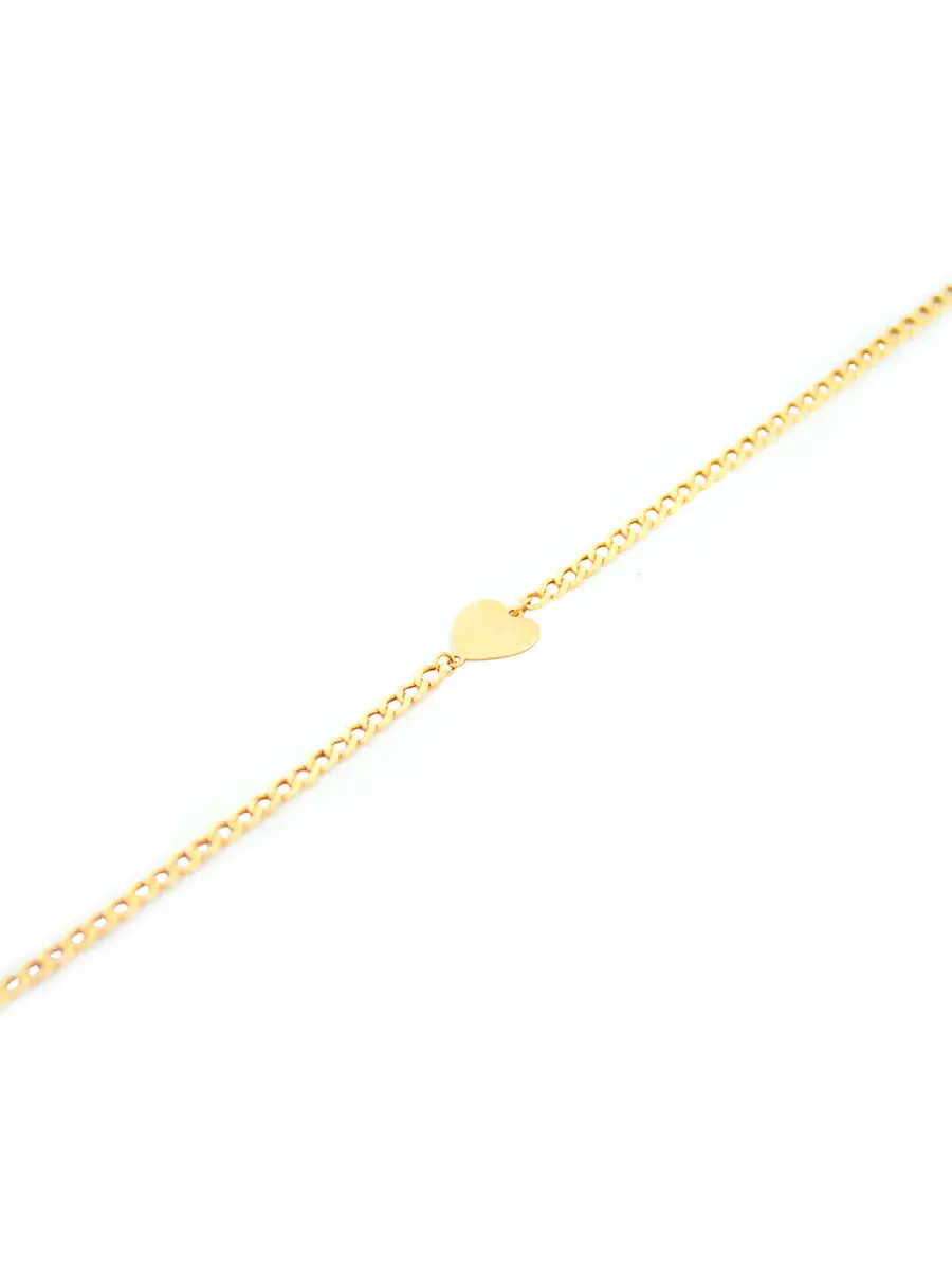 Wish Fine Jewelry 14KY Gold curb Link Bracelet whit heart. _7" inches with jump ring at 6 1/2" | Image 1 Wish Fine Jewelry 14KY Gold curb Link Bracelet whit heart. _7" inches with jump ring at 6 1/2" | Image 1