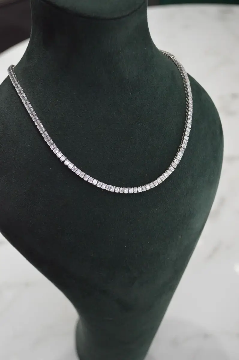 Wish Fine Jewelry 15.50ct Diamond 14K Gold Emerald Cut Tennis Necklace | Thumbnail 2 Wish Fine Jewelry 15.50ct Diamond 14K Gold Emerald Cut Tennis Necklace | Thumbnail 2