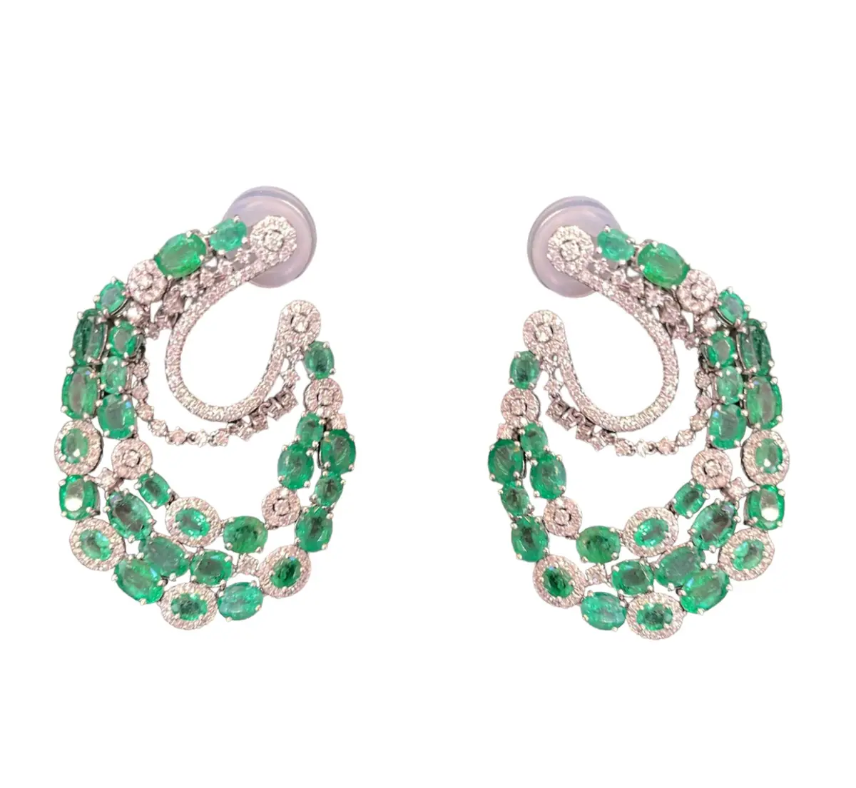 Wish Fine Jewelry 16.1ct Emerald Diamond 18K Gold Cluster Statement Earrings | Thumbnail 4 Wish Fine Jewelry 16.1ct Emerald Diamond 18K Gold Cluster Statement Earrings | Thumbnail 4