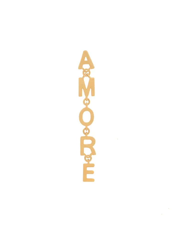 18K Gold Amore Single Dangle Drop Earrings