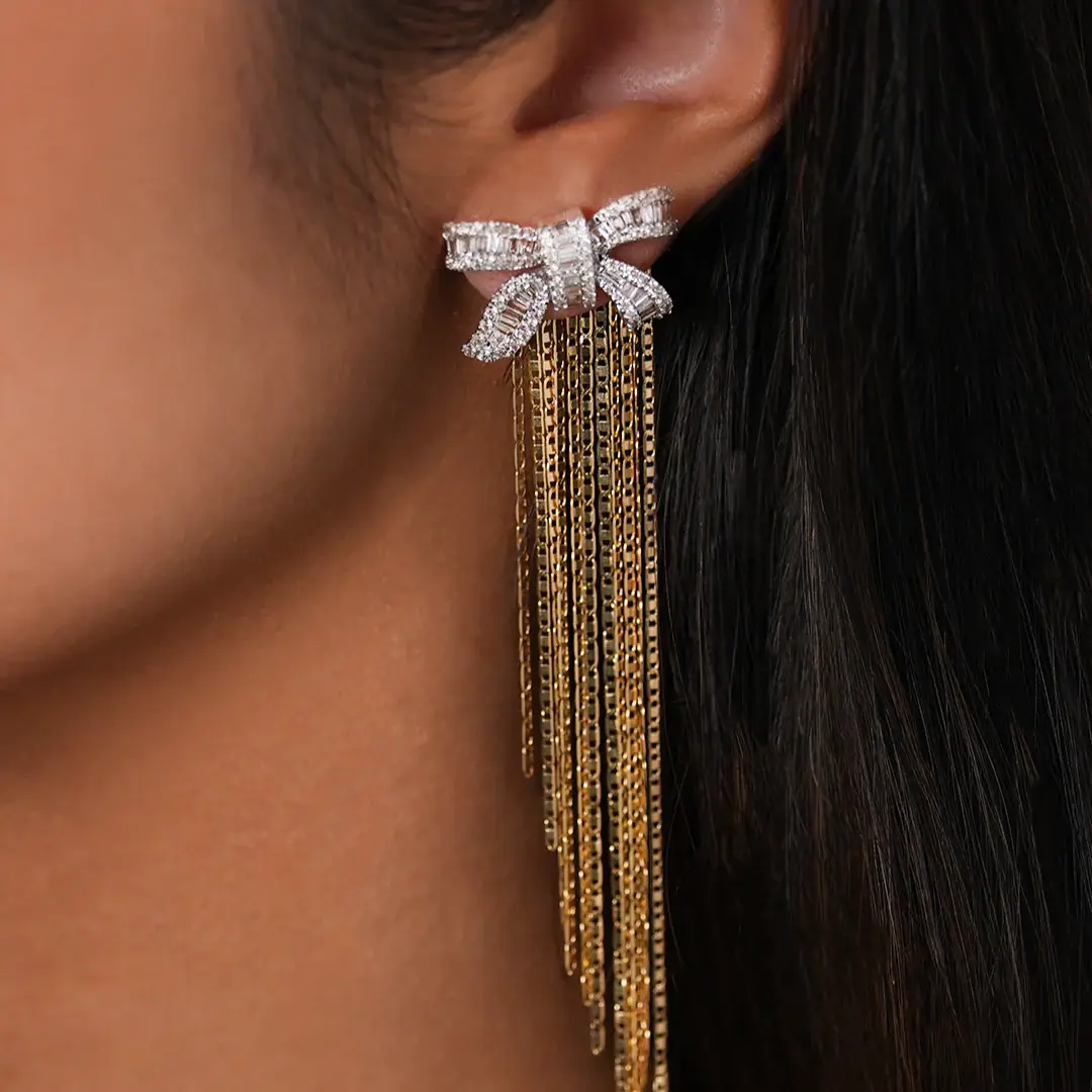 Wish Fine Jewelry 2.00ct Diamond 18K Gold Bow Earrings | Thumbnail 3
