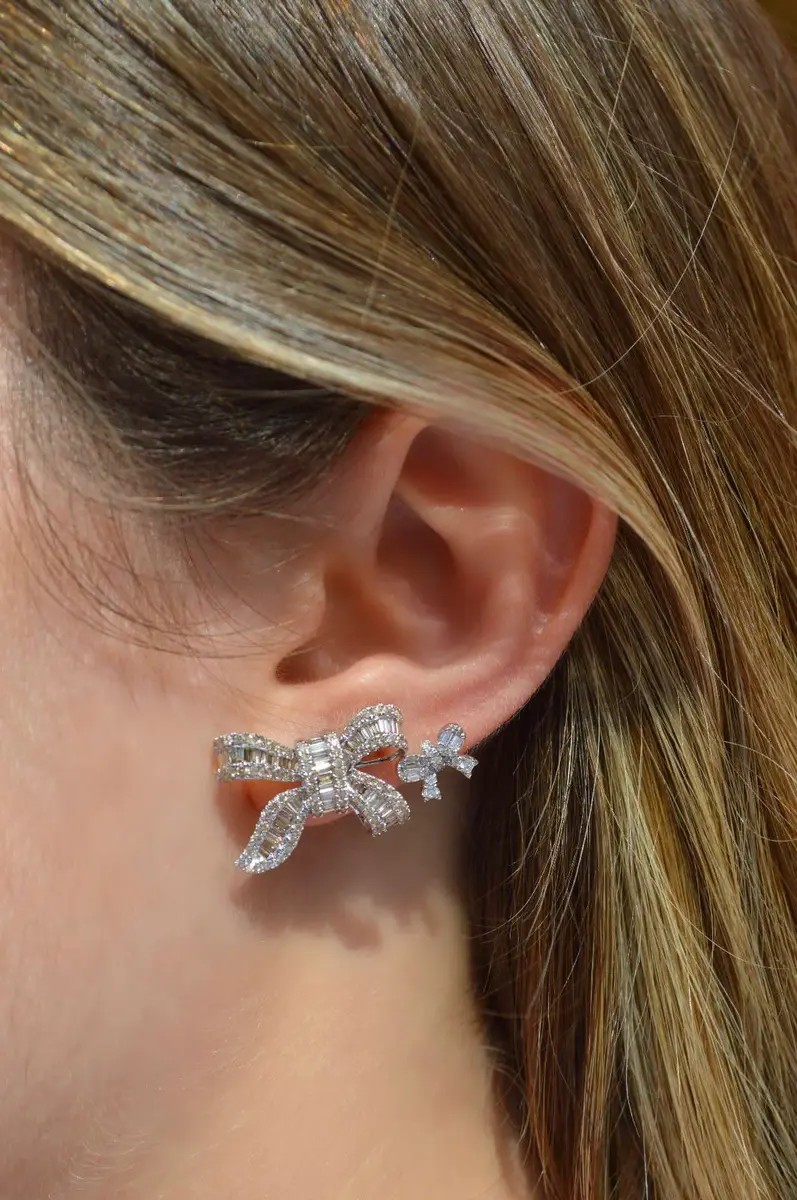 Wish Fine Jewelry 2.00ct Diamond 18K Gold Bow Earrings | Thumbnail 4