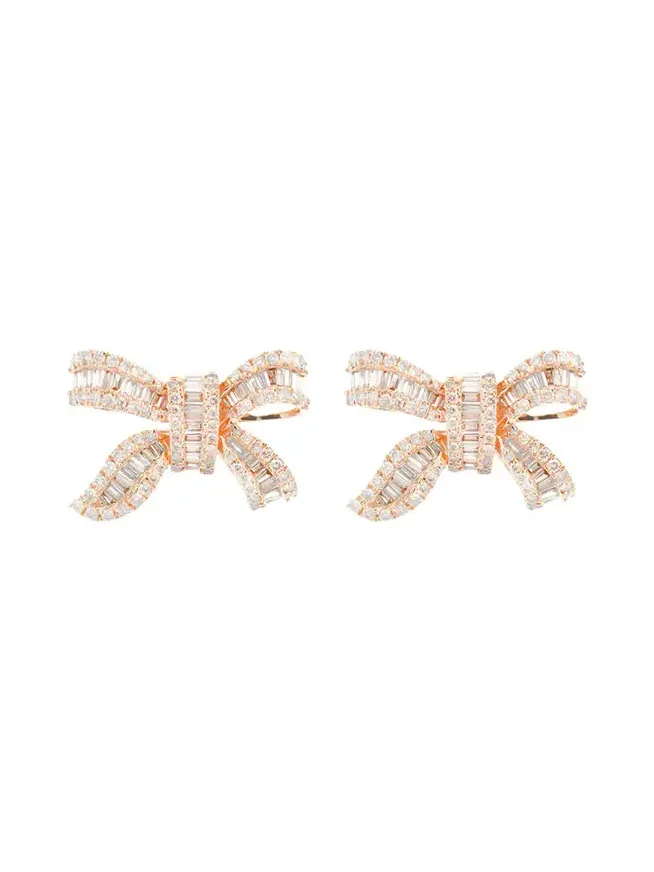 2.00ct Diamond 18K Gold Bow Earrings
