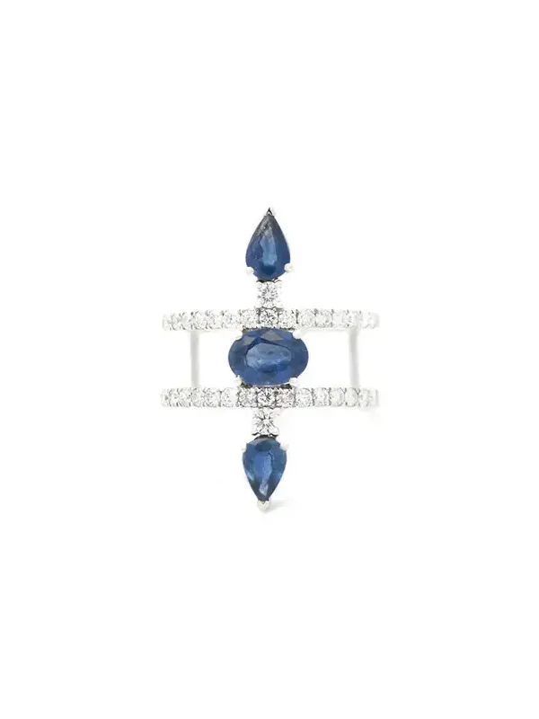 2.10ct Diamond Sapphire 18K Gold Open Shank Ring 2.10ct Diamond Sapphire 18K Gold Open Shank Ring