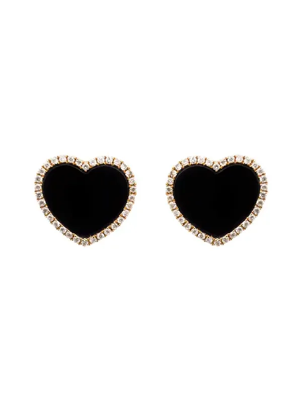 2.26ct Diamond Black Onyx 18K Gold Halo Heart Stud 2.26ct Diamond Black Onyx 18K Gold Halo Heart Stud