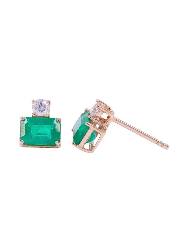 2.2ct Emerald Diamond 18K Gold Stud Earrings 2.2ct Emerald Diamond 18K Gold Stud Earrings