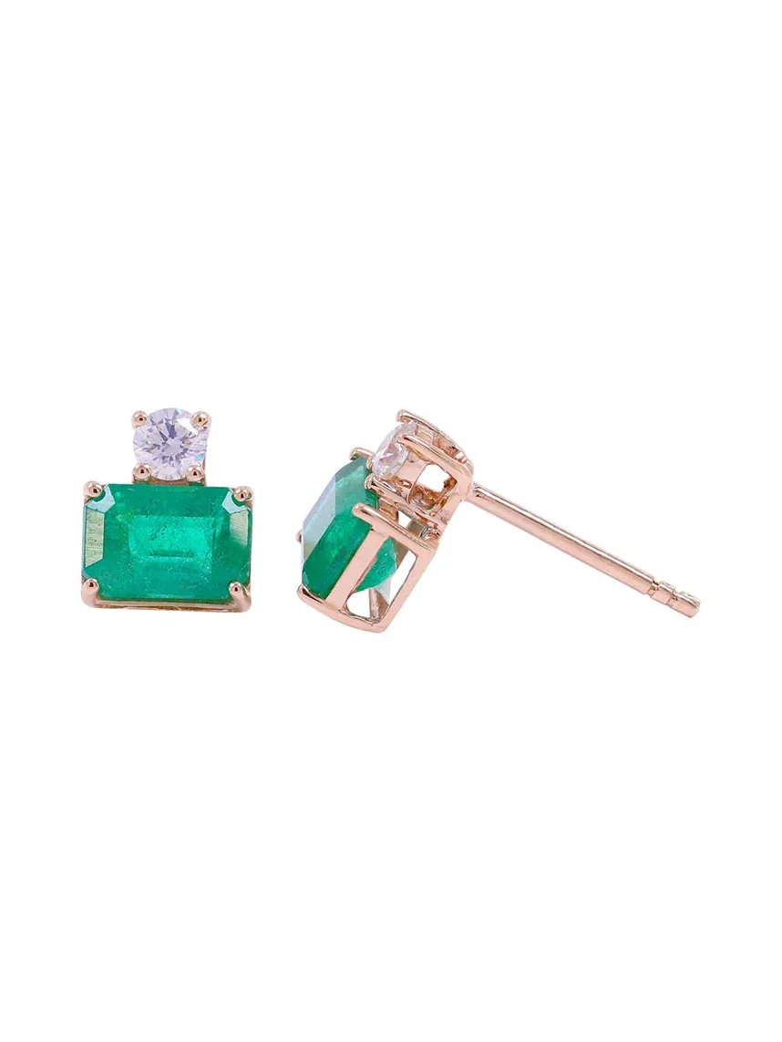 2.2ct Emerald Diamond 18K Gold Stud Earrings 2.2ct Emerald Diamond 18K Gold Stud Earrings
