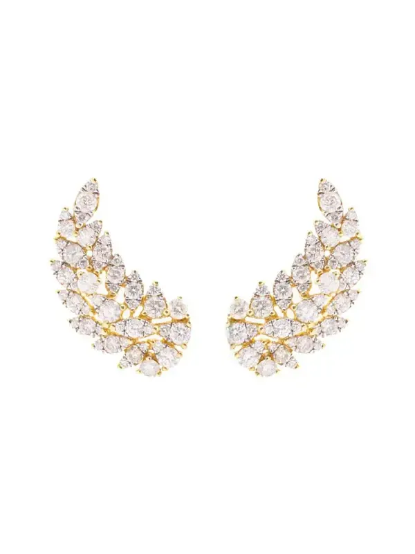 2.30ct Diamond 18K Gold Leaf Climber Earrings 2.30ct Diamond 18K Gold Leaf Climber Earrings