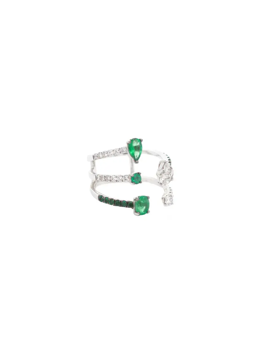Wish Fine Jewelry 2.37ct Diamond Emerald 18K Gold Open Shank Ring | Image 1 Wish Fine Jewelry 2.37ct Diamond Emerald 18K Gold Open Shank Ring | Image 1