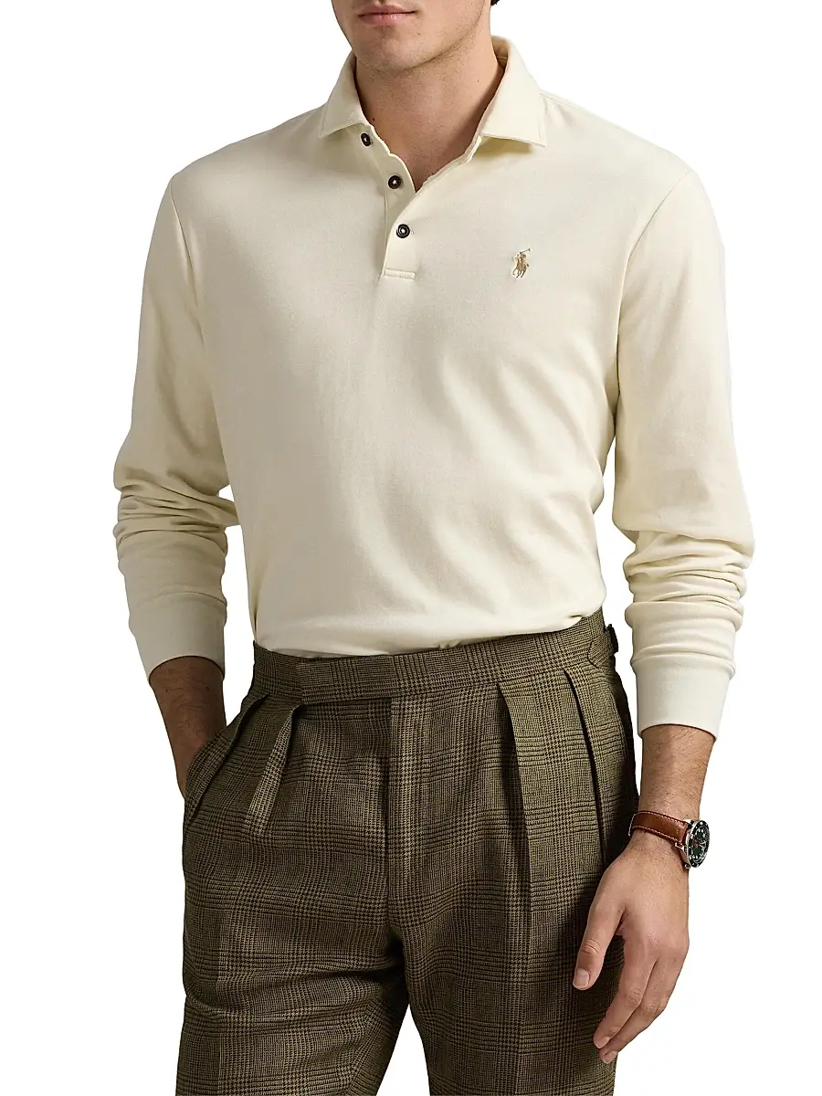 Polo Ralph Lauren Men's Luxury Jersey Polo Shirt - Parchment Cream | Thumbnail 3