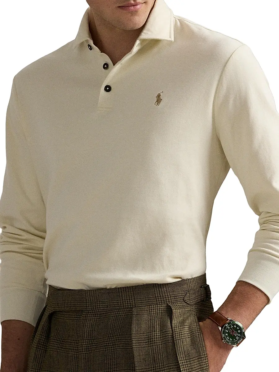Polo Ralph Lauren Men's Luxury Jersey Polo Shirt - Parchment Cream | Thumbnail 5