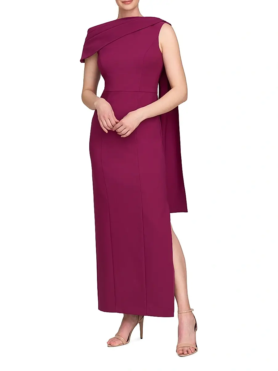 Kay Unger Women's Dominica Asymmetric Crepe Gown - Boy'senberry | Thumbnail 2 Kay Unger Women's Dominica Asymmetric Crepe Gown - Boy'senberry | Thumbnail 2