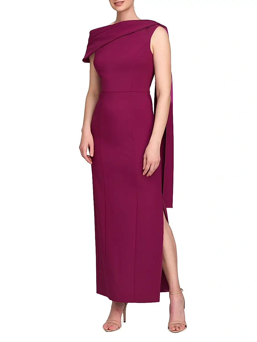 Kay Unger Women's Dominica Asymmetric Crepe Gown - Boy'senberry | Thumbnail 3 Kay Unger Women's Dominica Asymmetric Crepe Gown - Boy'senberry | Thumbnail 3