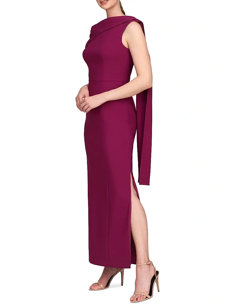 Kay Unger Women's Dominica Asymmetric Crepe Gown - Boy'senberry | Thumbnail 4 Kay Unger Women's Dominica Asymmetric Crepe Gown - Boy'senberry | Thumbnail 4
