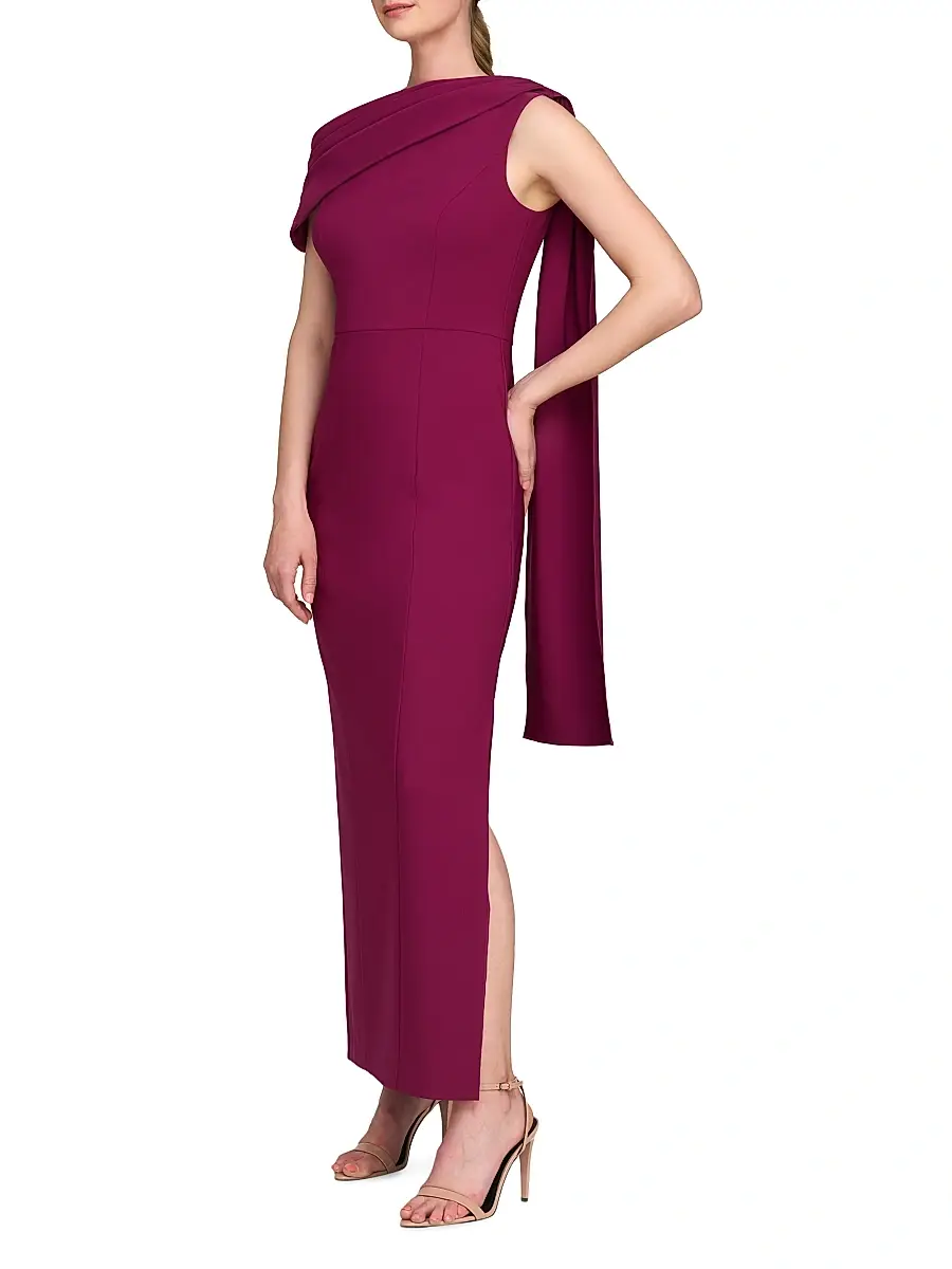 Kay Unger Women's Dominica Asymmetric Crepe Gown - Boy'senberry | Thumbnail 5 Kay Unger Women's Dominica Asymmetric Crepe Gown - Boy'senberry | Thumbnail 5