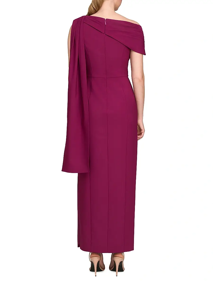 Kay Unger Women's Dominica Asymmetric Crepe Gown - Boy'senberry | Thumbnail 6 Kay Unger Women's Dominica Asymmetric Crepe Gown - Boy'senberry | Thumbnail 6