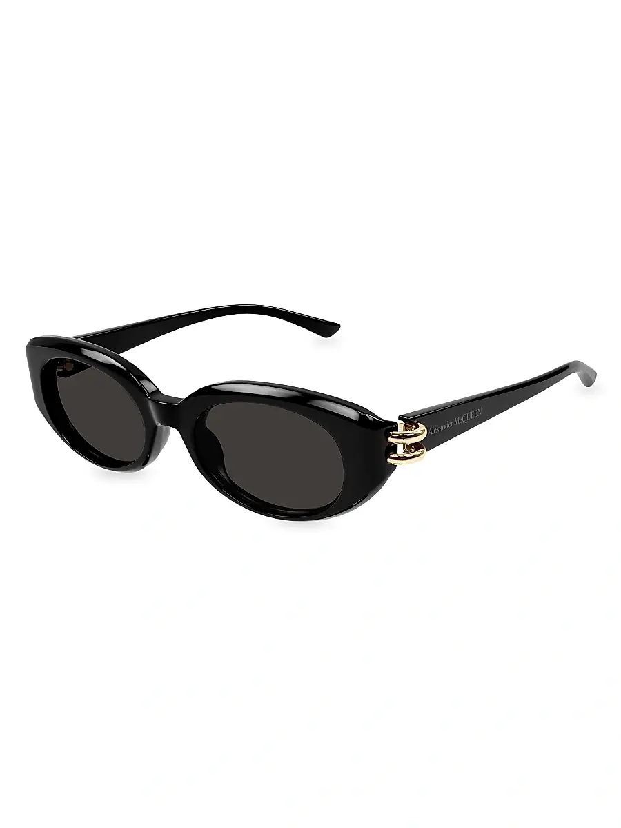 Alexander McQueen Women's Piercing 50MM Oval Sunglasses - Dark Grey Black | Image 1 Alexander McQueen Women's Piercing 50MM Oval Sunglasses - Dark Grey Black | Image 1