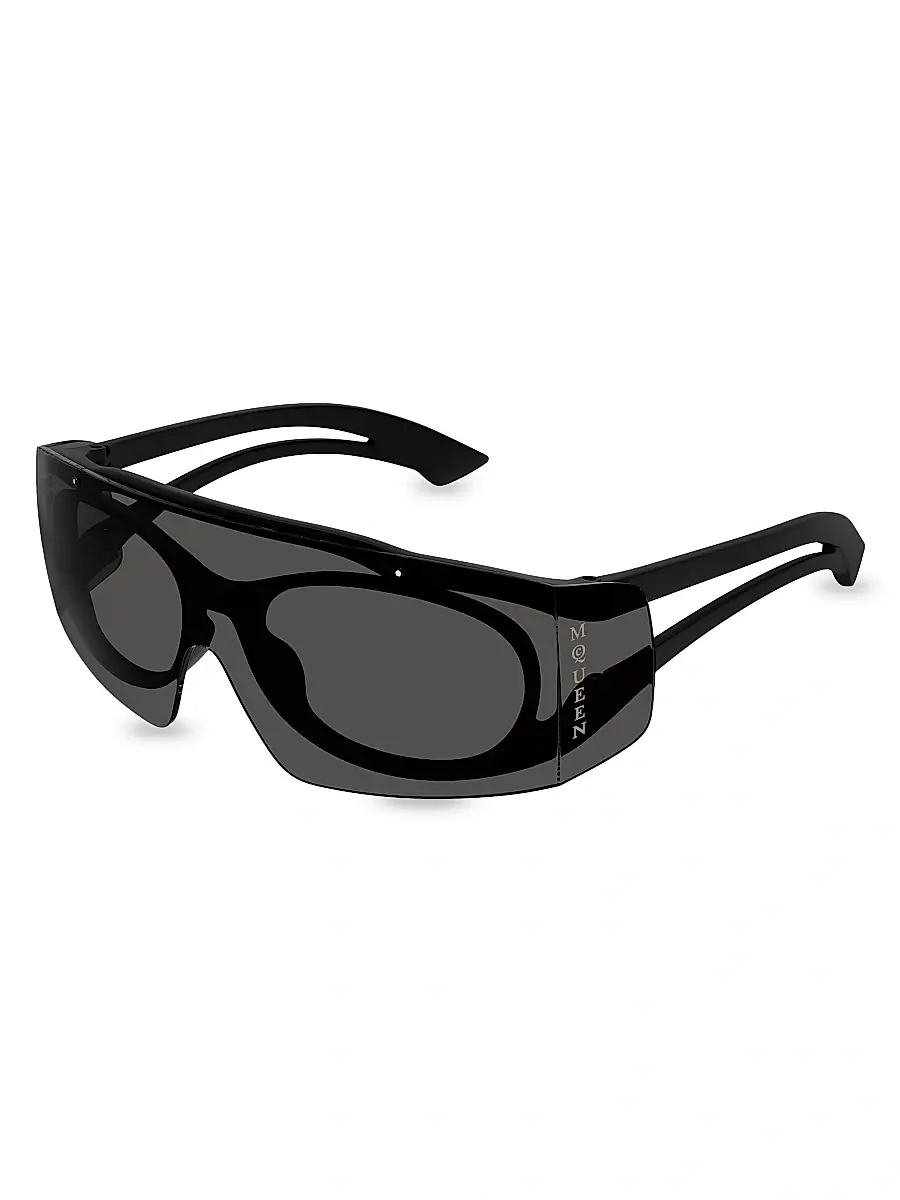 Alexander McQueen Women's Two-Tone 99MM Mask Sunglasses - Dark Grey Black | Image 1 Alexander McQueen Women's Two-Tone 99MM Mask Sunglasses - Dark Grey Black | Image 1
