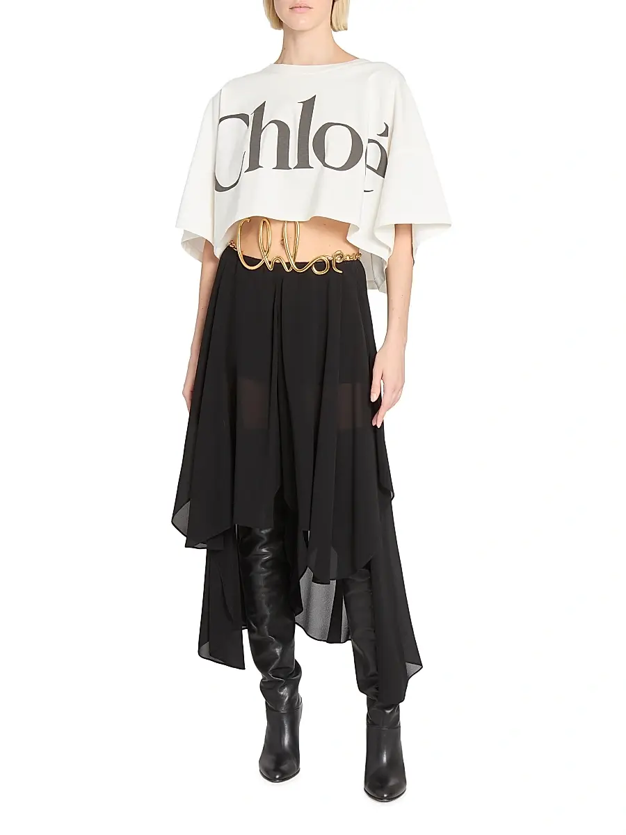 Chloé Women's Silk Chiffon Asymmetric Skirt - Black | Thumbnail 2 Chloé Women's Silk Chiffon Asymmetric Skirt - Black | Thumbnail 2