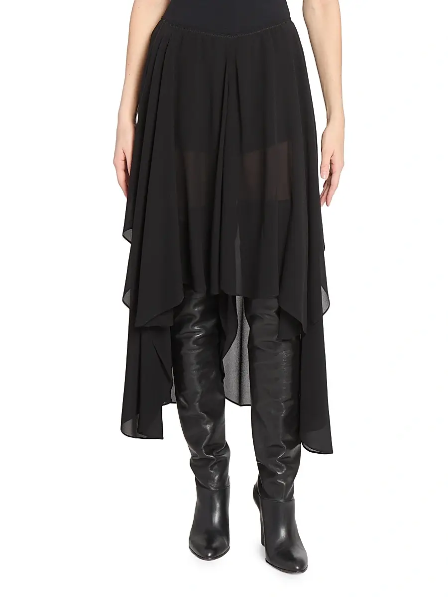 Chloé Women's Silk Chiffon Asymmetric Skirt - Black | Thumbnail 3 Chloé Women's Silk Chiffon Asymmetric Skirt - Black | Thumbnail 3