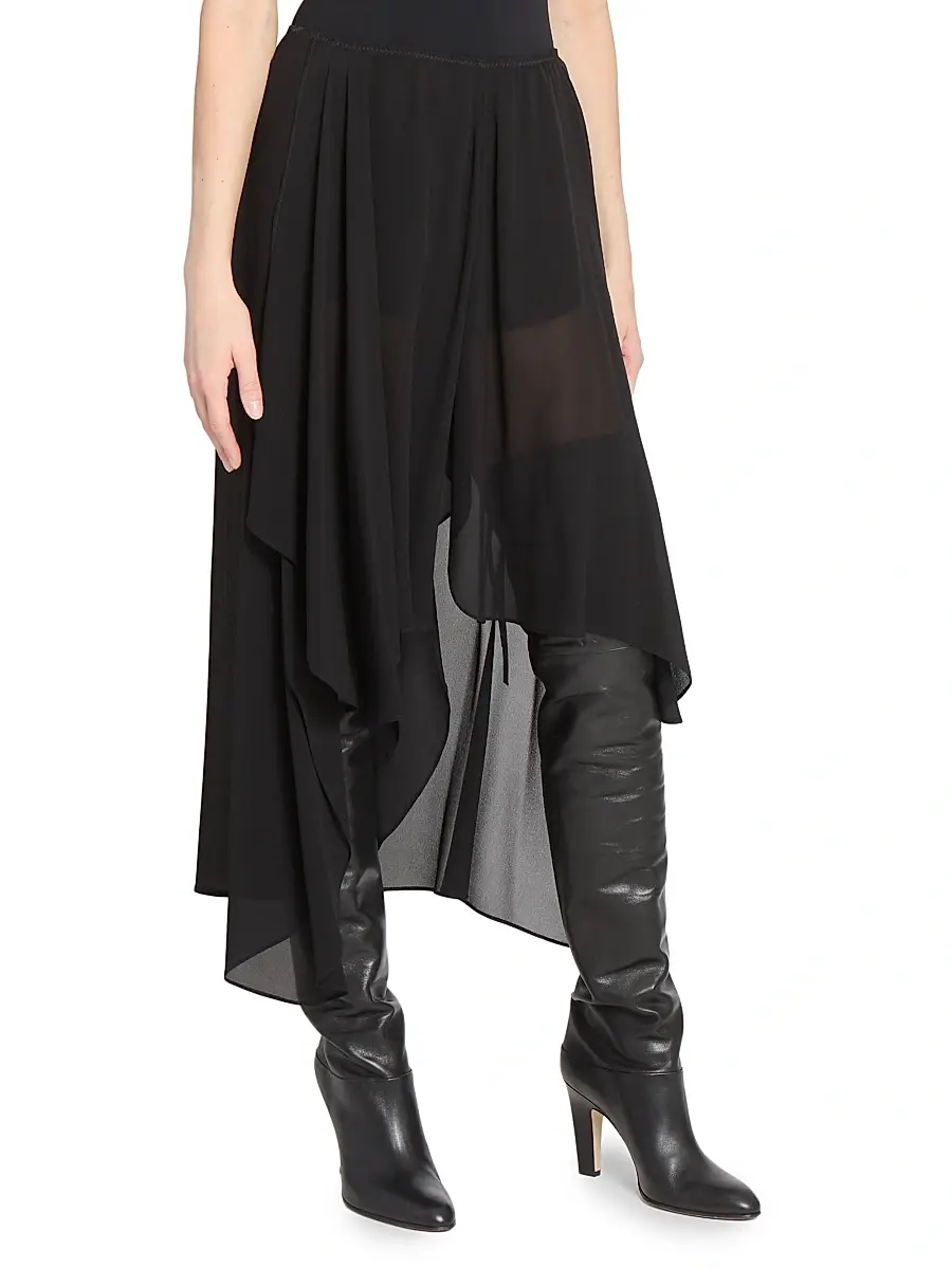 Chloé Women's Silk Chiffon Asymmetric Skirt - Black | Thumbnail 4 Chloé Women's Silk Chiffon Asymmetric Skirt - Black | Thumbnail 4