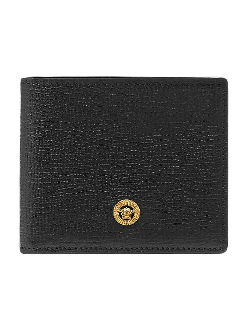 Men's Leather Bifold Wallet - Black Gold