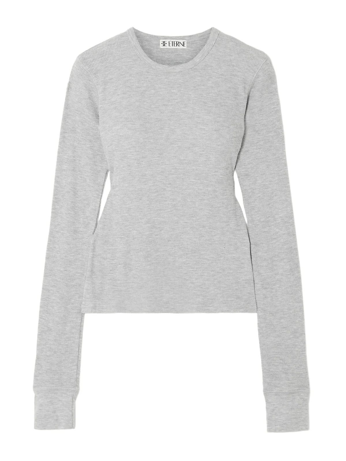 Waffle-knit Stretch Cotton And Modal-blend T-shirt - Gray