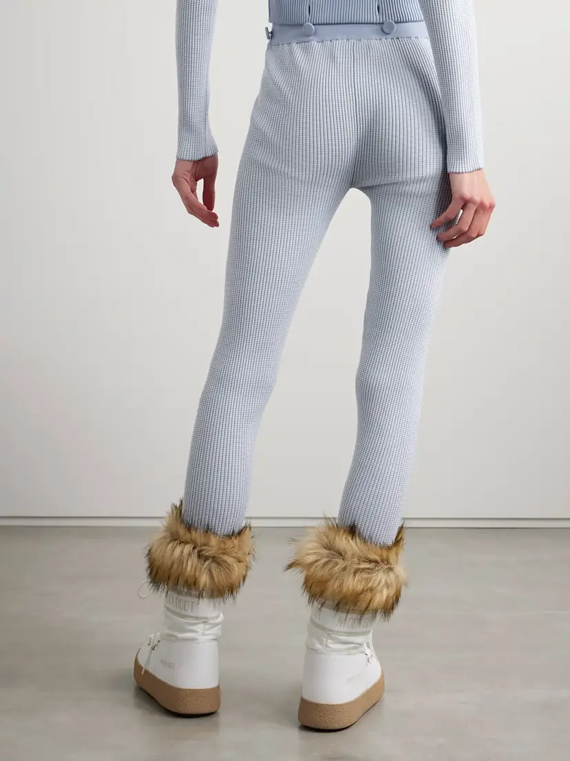 Guest In Residence Speed Skate Button-embellished Striped Ribbed Merino Wool-blend Stirrup Leggings | Thumbnail 4 Guest In Residence Speed Skate Button-embellished Striped Ribbed Merino Wool-blend Stirrup Leggings | Thumbnail 4