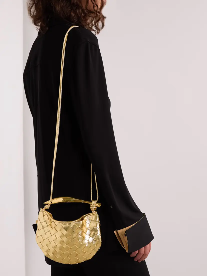 Bottega Veneta Sardine Mini Intrecciato Metallic Leather Shoulder Bag | Thumbnail 2