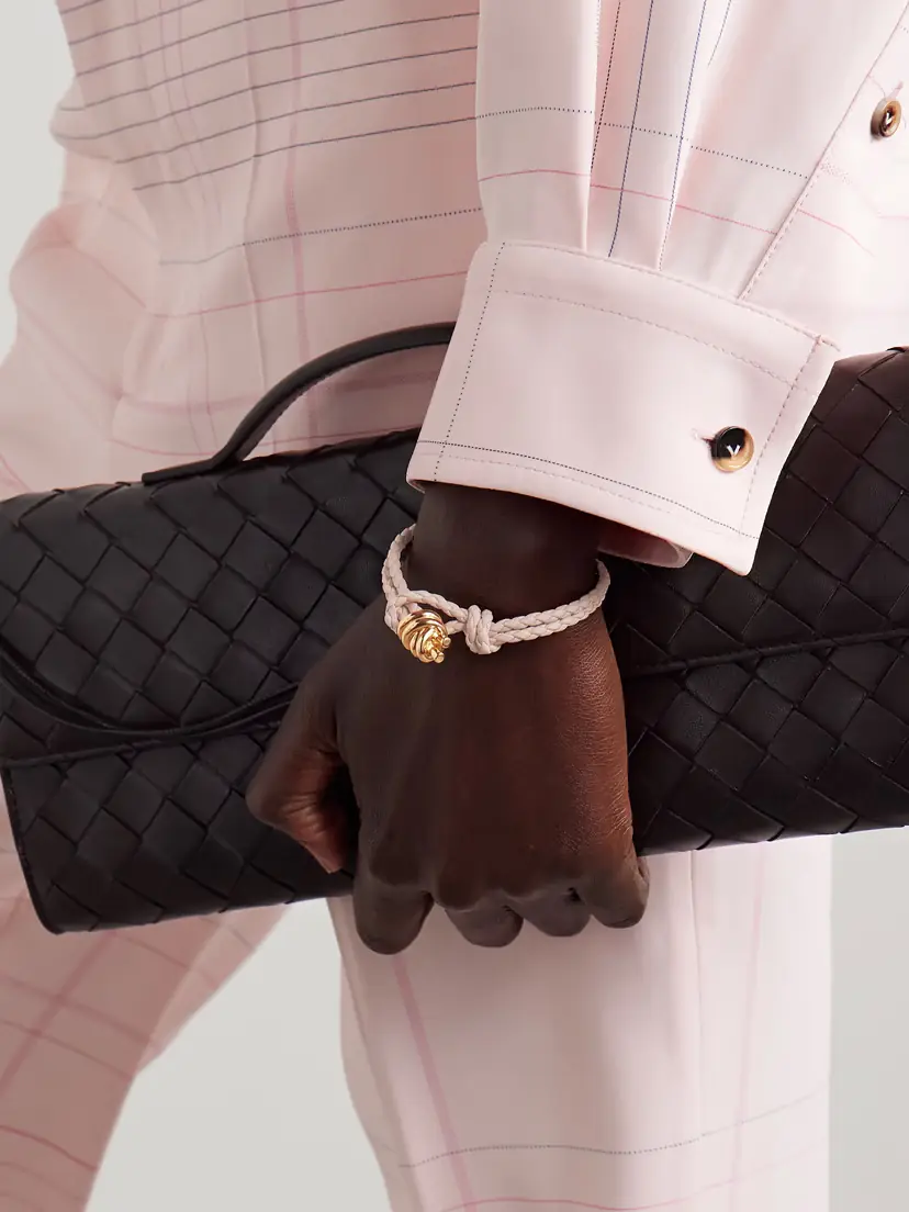 Bottega Veneta Intrecciato Leather And Gold-tone Bracelet | Thumbnail 2 Bottega Veneta Intrecciato Leather And Gold-tone Bracelet | Thumbnail 2