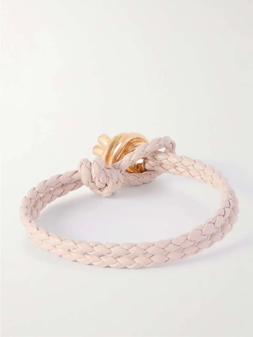 Bottega Veneta Intrecciato Leather And Gold-tone Bracelet | Thumbnail 3 Bottega Veneta Intrecciato Leather And Gold-tone Bracelet | Thumbnail 3