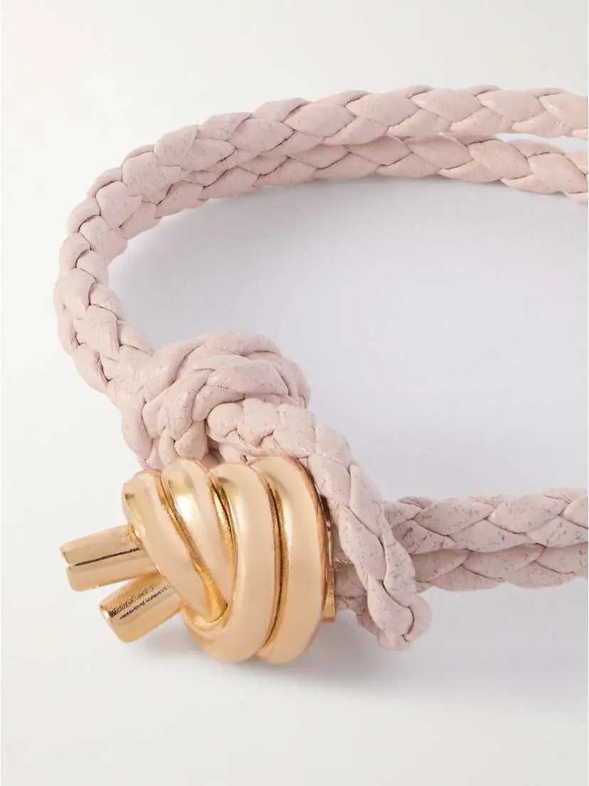 Bottega Veneta Intrecciato Leather And Gold-tone Bracelet | Thumbnail 4 Bottega Veneta Intrecciato Leather And Gold-tone Bracelet | Thumbnail 4