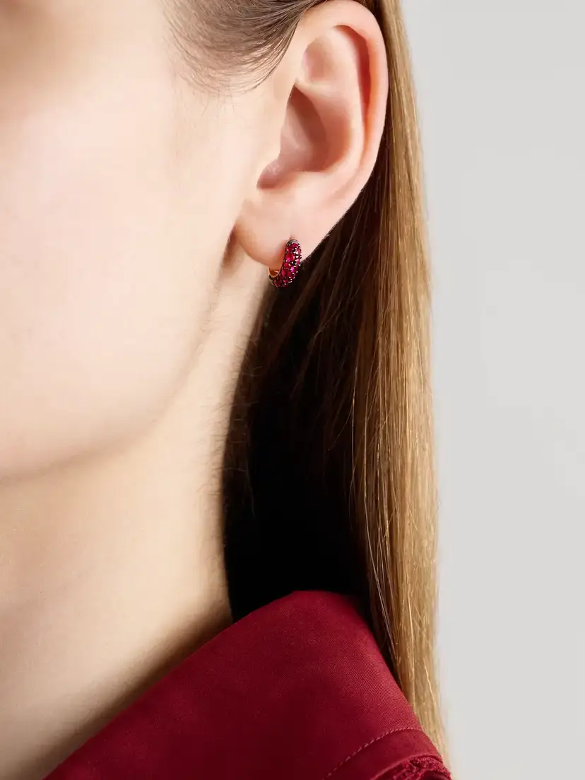 Lucy Delius Chubby Rhodium-plated 14-karat Gold Ruby Hoop Earrings | Thumbnail 2 Lucy Delius Chubby Rhodium-plated 14-karat Gold Ruby Hoop Earrings | Thumbnail 2