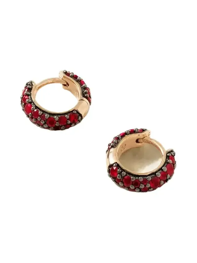 Chubby Rhodium-plated 14-karat Gold Ruby Hoop Earrings
