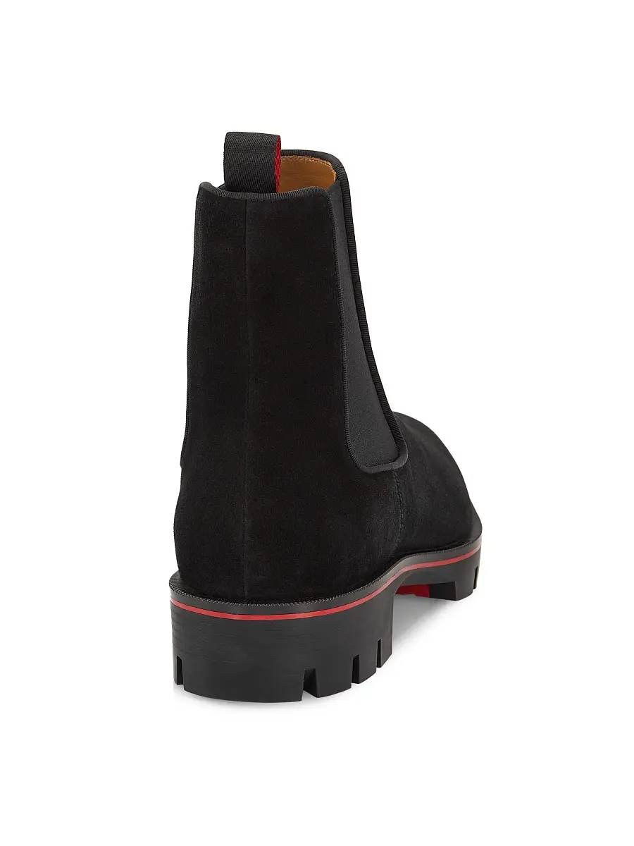 Christian Louboutin Men's Alpinosol Leather Lug-Sole Chelsea Boots - Black | Thumbnail 2