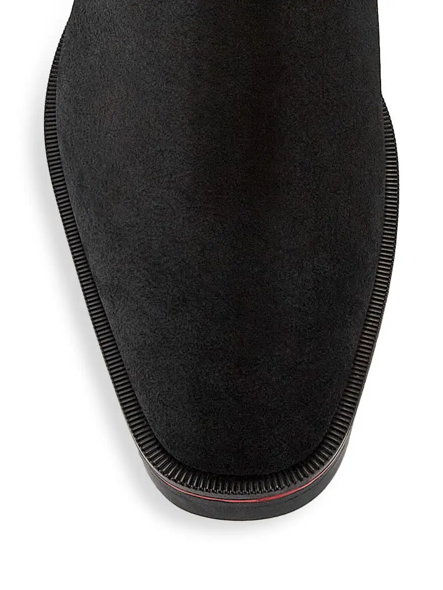 Christian Louboutin Men's Alpinosol Leather Lug-Sole Chelsea Boots - Black | Thumbnail 3