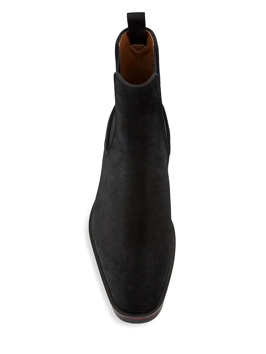 Christian Louboutin Men's Alpinosol Leather Lug-Sole Chelsea Boots - Black | Thumbnail 4