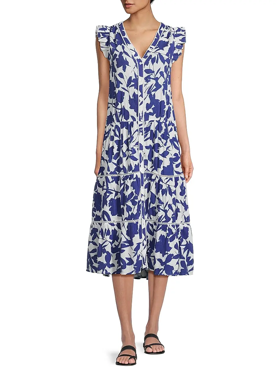 Change of Scenery Women's Emily Leaf Cotton Tie-Waist Shirtdress | Thumbnail 2 Change of Scenery Women's Emily Leaf Cotton Tie-Waist Shirtdress | Thumbnail 2