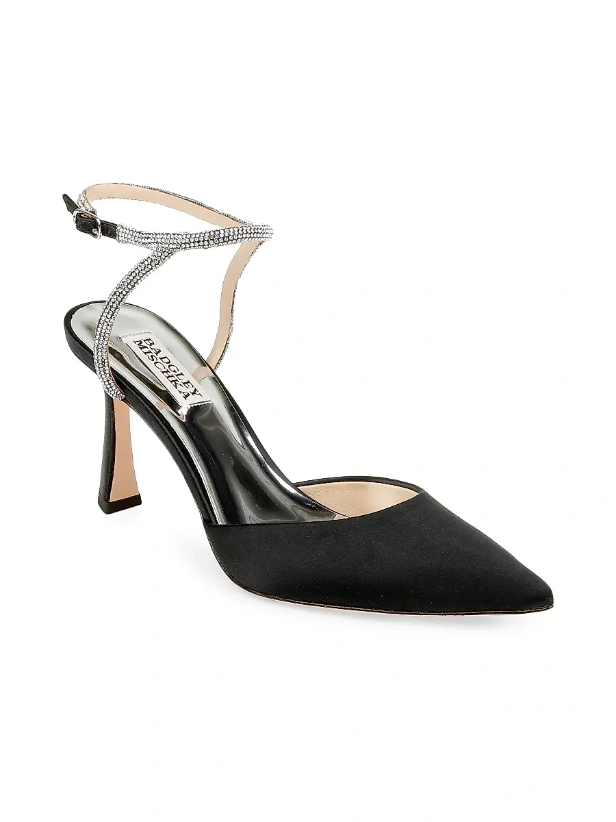 BADGLEY MISCHKA Women's Kamilah 80MM Embellished Satin Pumps | Thumbnail 2 BADGLEY MISCHKA Women's Kamilah 80MM Embellished Satin Pumps | Thumbnail 2