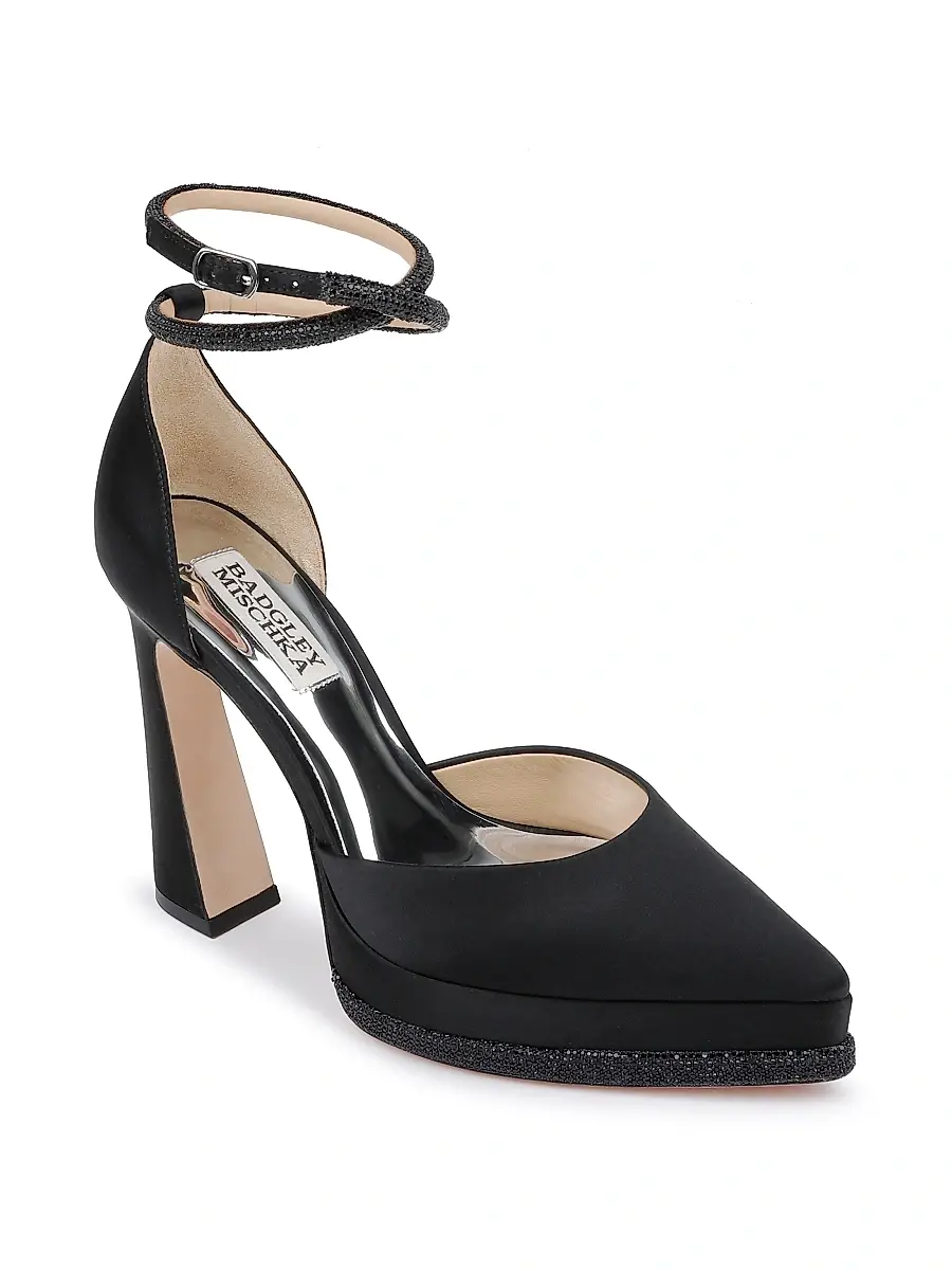 BADGLEY MISCHKA Women's Eliana 125MM Crystal-Embellished Satin Pumps | Thumbnail 2 BADGLEY MISCHKA Women's Eliana 125MM Crystal-Embellished Satin Pumps | Thumbnail 2