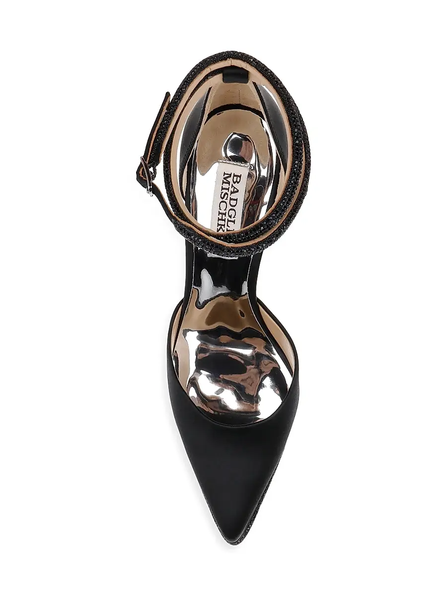 BADGLEY MISCHKA Women's Eliana 125MM Crystal-Embellished Satin Pumps | Thumbnail 5 BADGLEY MISCHKA Women's Eliana 125MM Crystal-Embellished Satin Pumps | Thumbnail 5